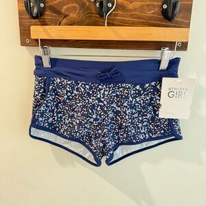NWT Athleta Girl Cannonball Shorts Navy Speckle Size L/12
